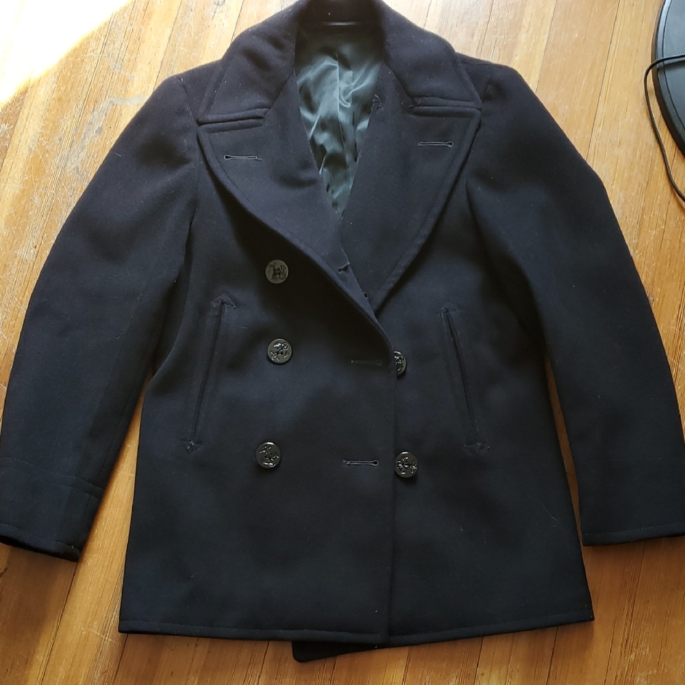 Vintage Military Black Wool Coat